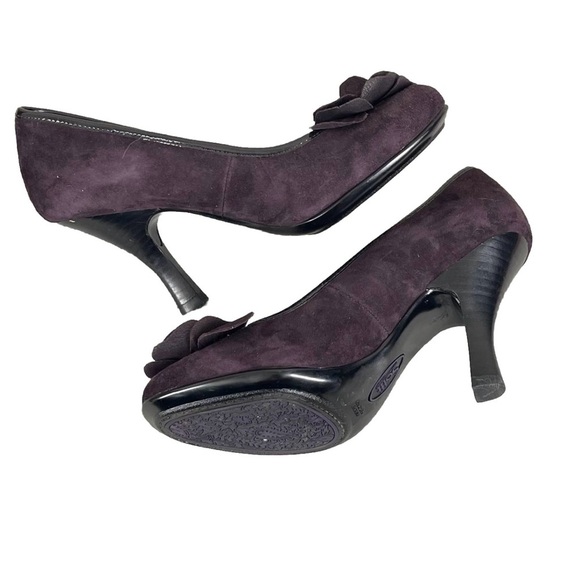 Sofft Purple Suede 3" Heels Leather Purple Suede Flower Von Maur Sz 6.5 - Picture 3 of 10